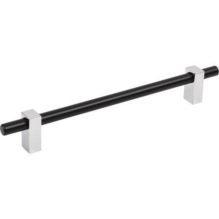 Jeffrey Alexander 192 Mm Center-To-Center Matte Black W/ Polished Chrome Larkin Cabinet Bar Pull 478-192MBPC